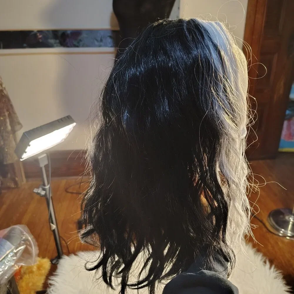 Black Silver White Bob Shoulder Length Wig NWTS